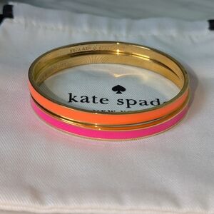 Kate Spade Neon Pink + Neon Orange Gold Bangle Set- sparks fly/hot to trot-♠️Bag